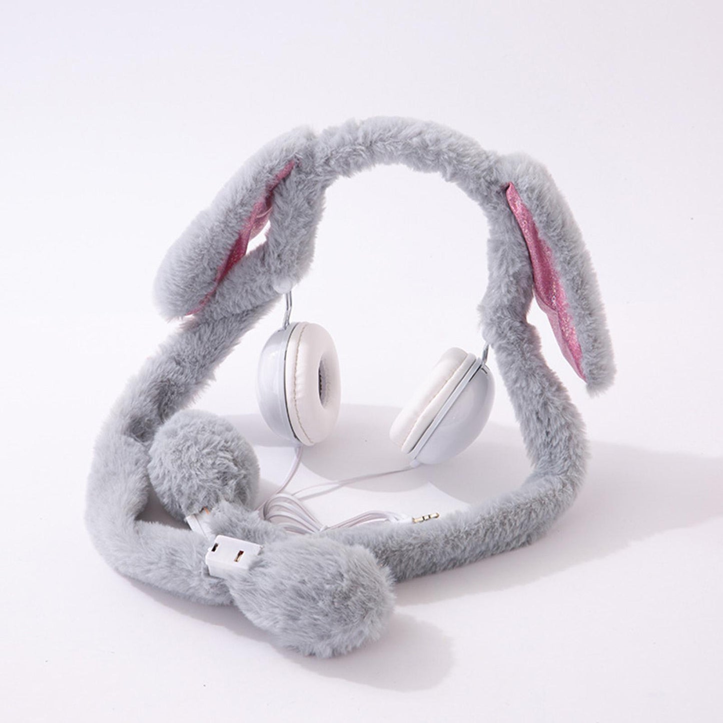 Cute Wired Headphones Rabbit Cartoon for Video Shooting Photography Gray