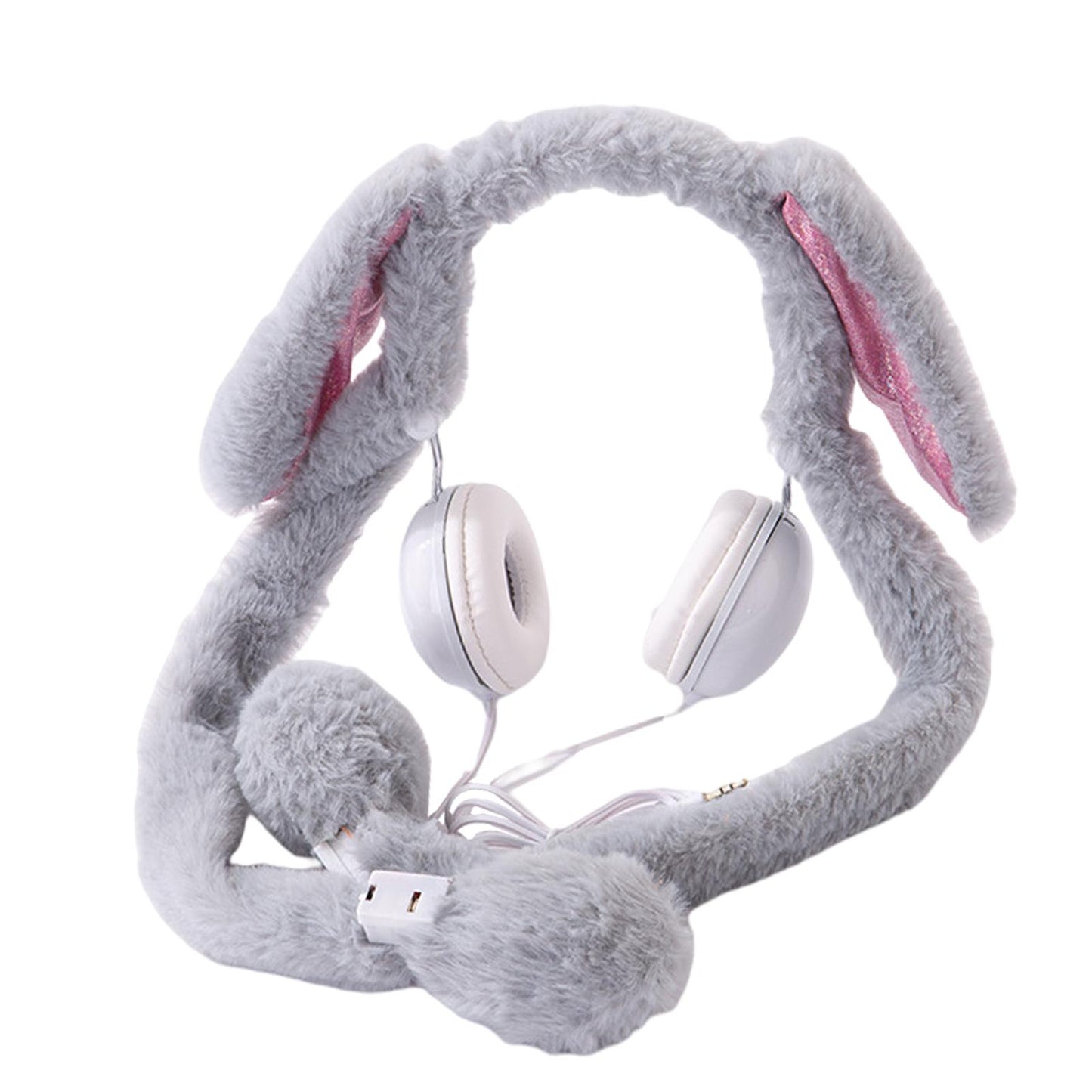 Cute Wired Headphones Rabbit Cartoon for Video Shooting Photography Gray