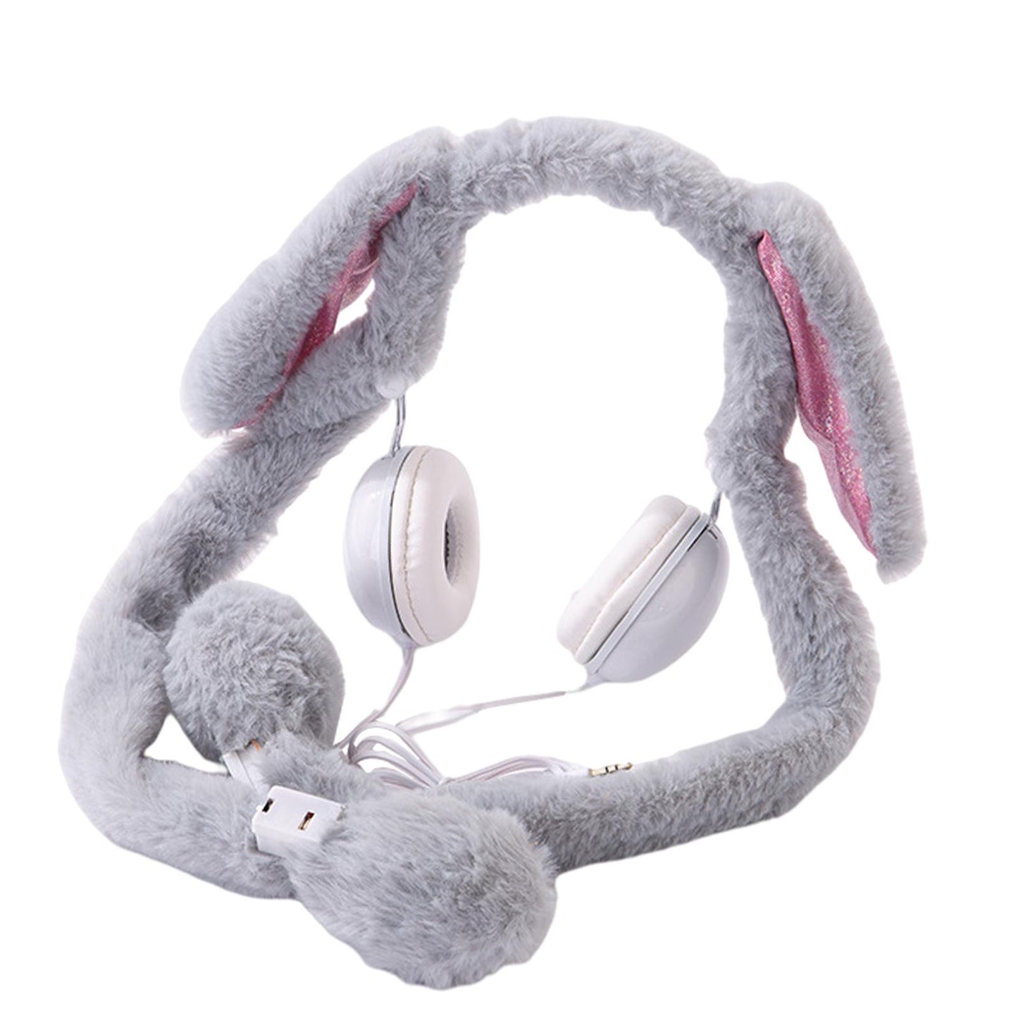 Cute Wired Headphones Rabbit Cartoon for Video Shooting Photography Gray