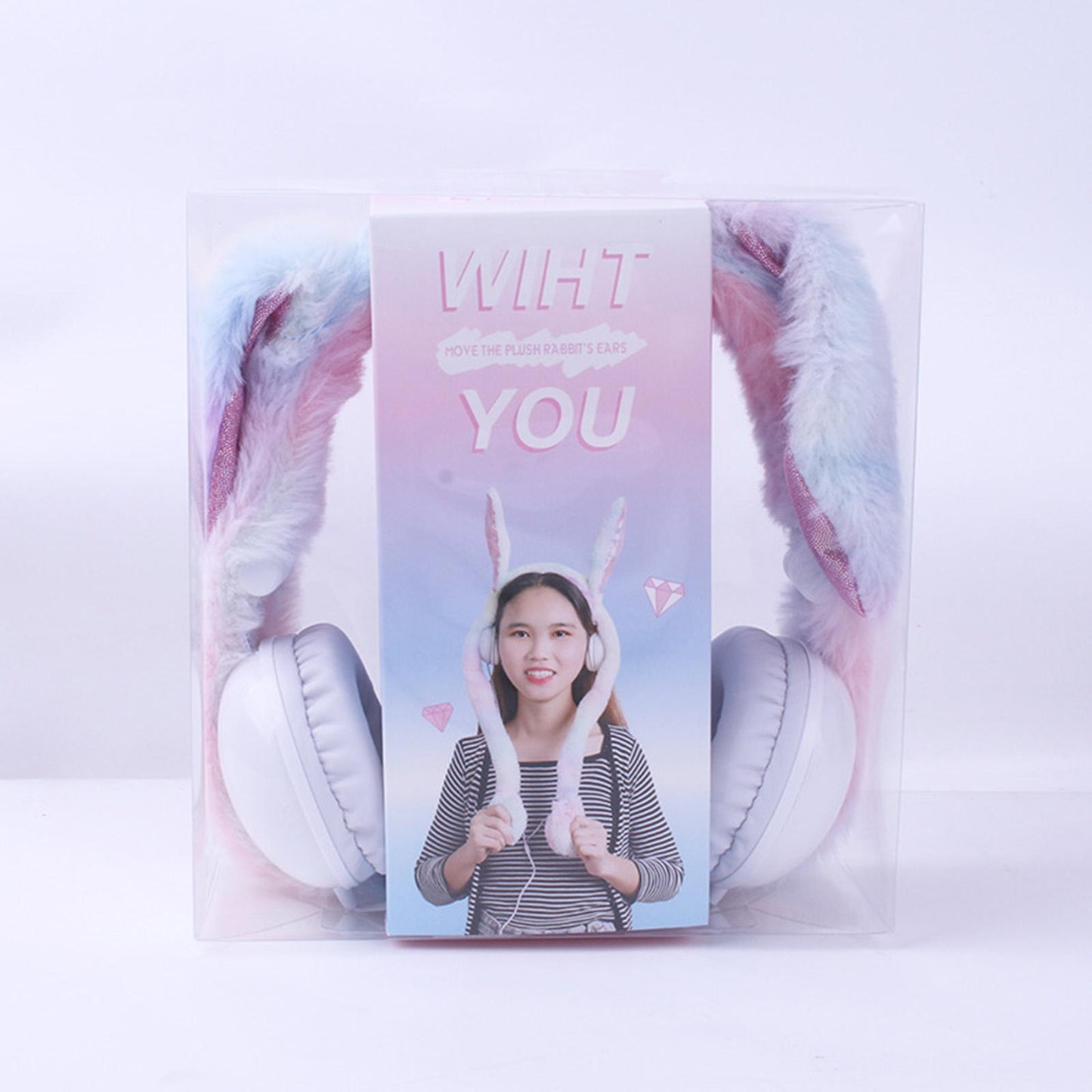 Cute Wired Headphones Rabbit Cartoon for Video Shooting Photography Colorful