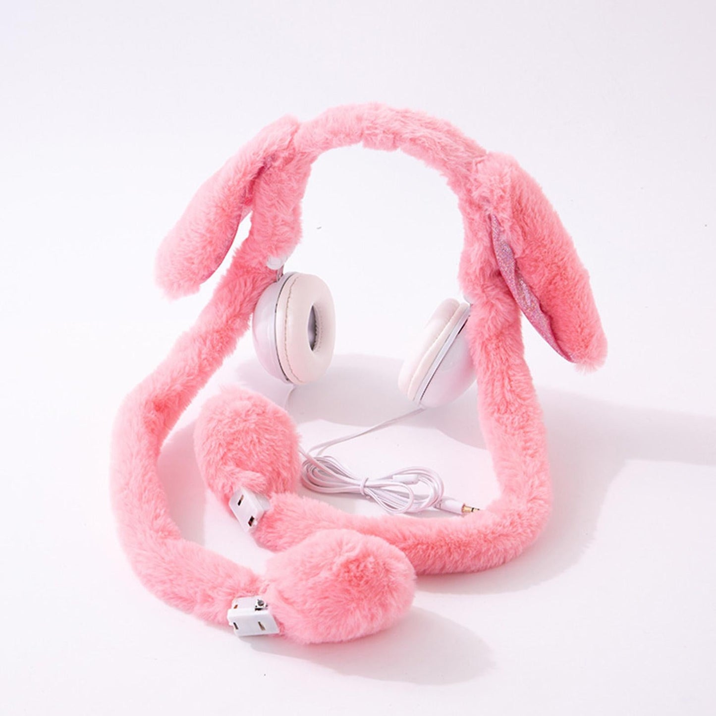 Cute Wired Headphones Rabbit Cartoon for Video Shooting Photography Red