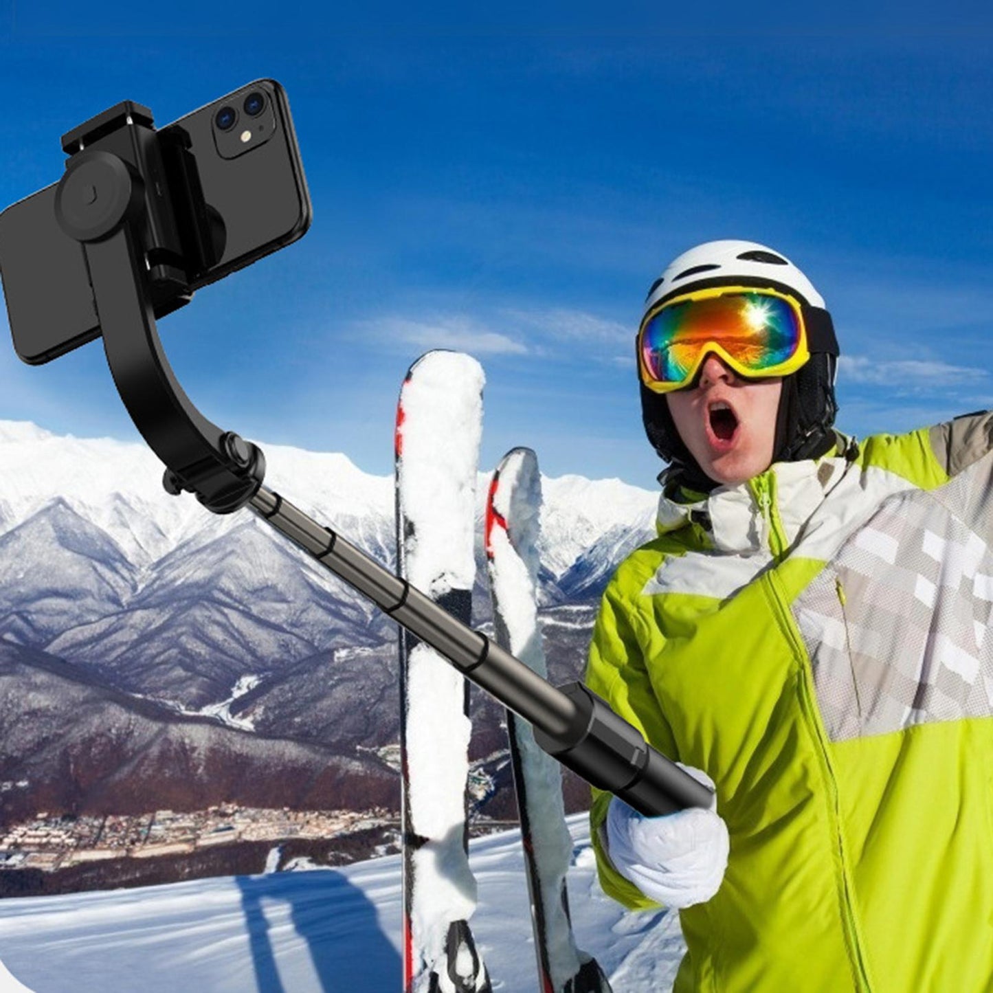 Extendable Handheld Gimbal Stabilizer Pan-tilt Tripod with Remote Black