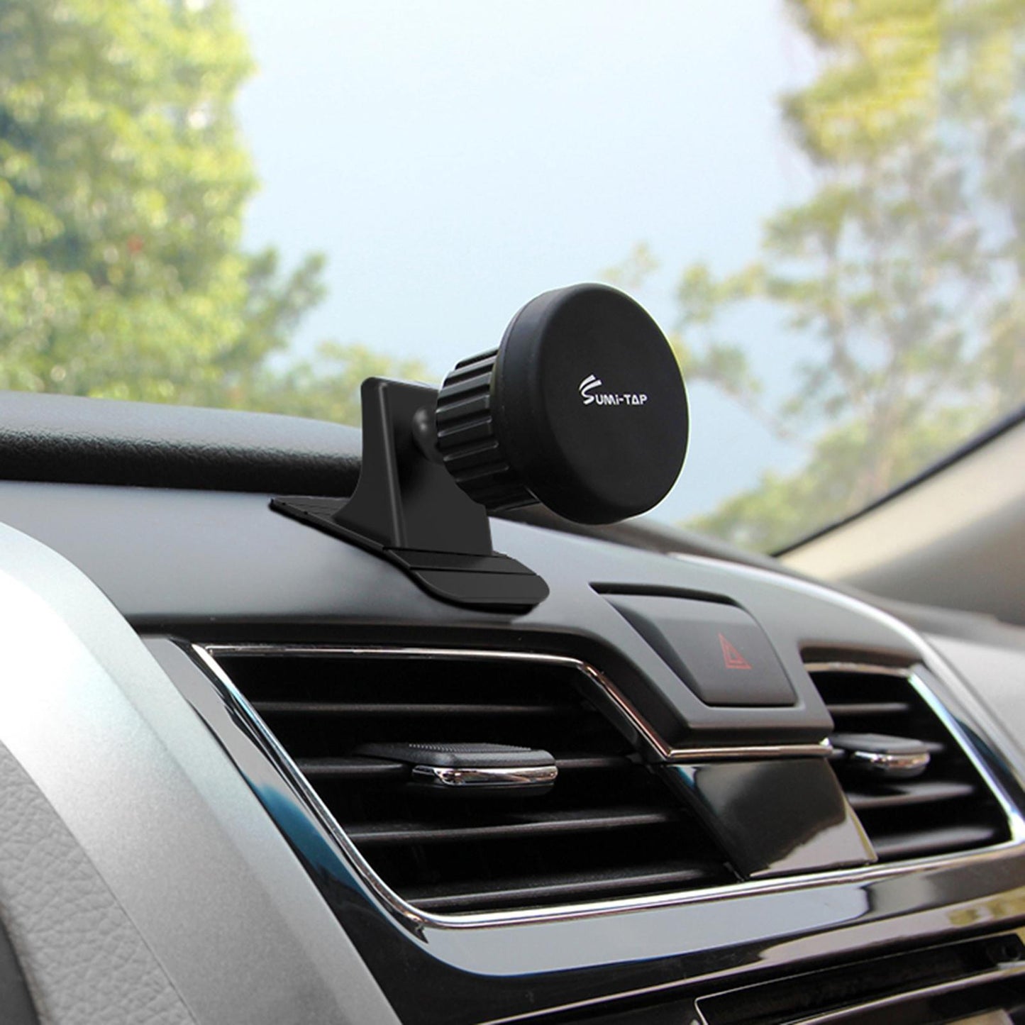 Sturdy Car Magnetic Mobile Phone Holder Dashboard Mount Stick-on Secure Fit Black Round