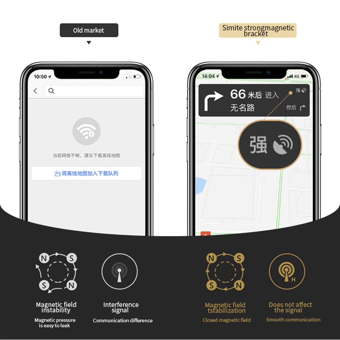 Sturdy Car Magnetic Mobile Phone Holder Dashboard Mount Stick-on Secure Fit Black Round