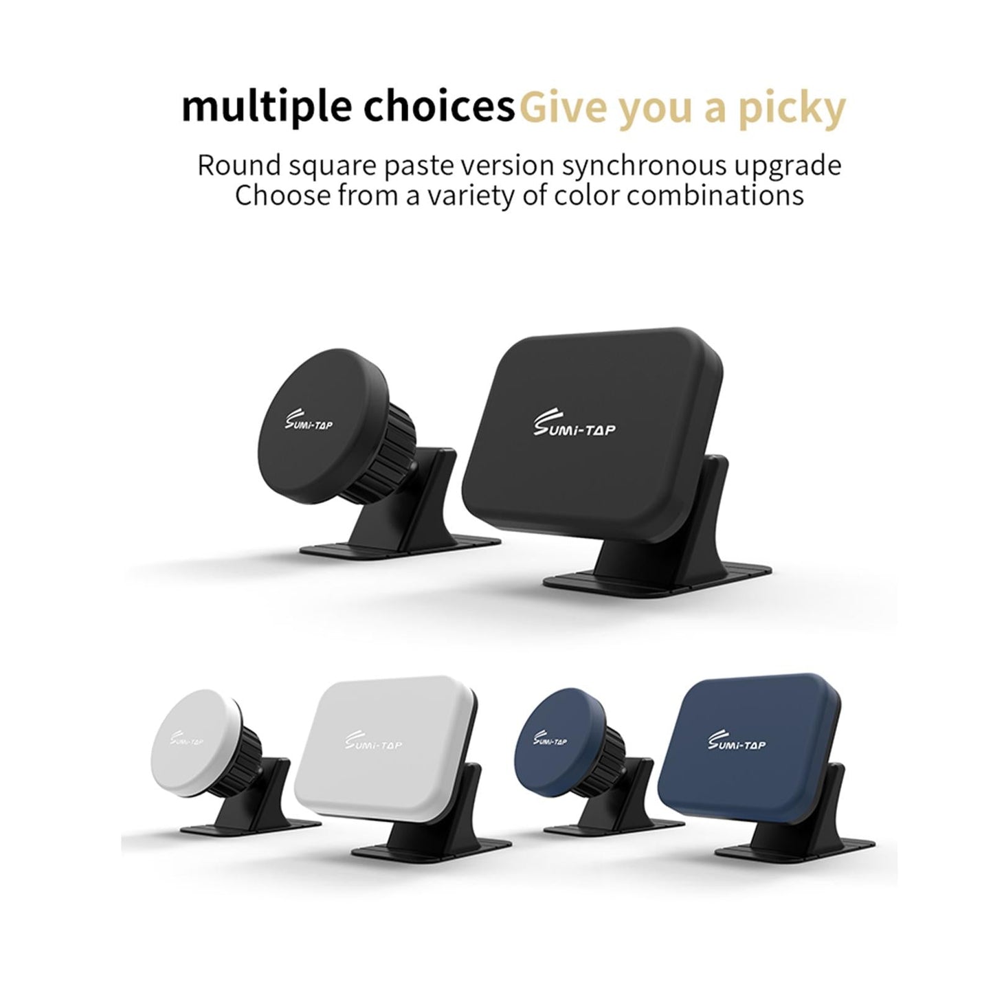 Sturdy Car Magnetic Mobile Phone Holder Dashboard Mount Stick-on Secure Fit Black Round