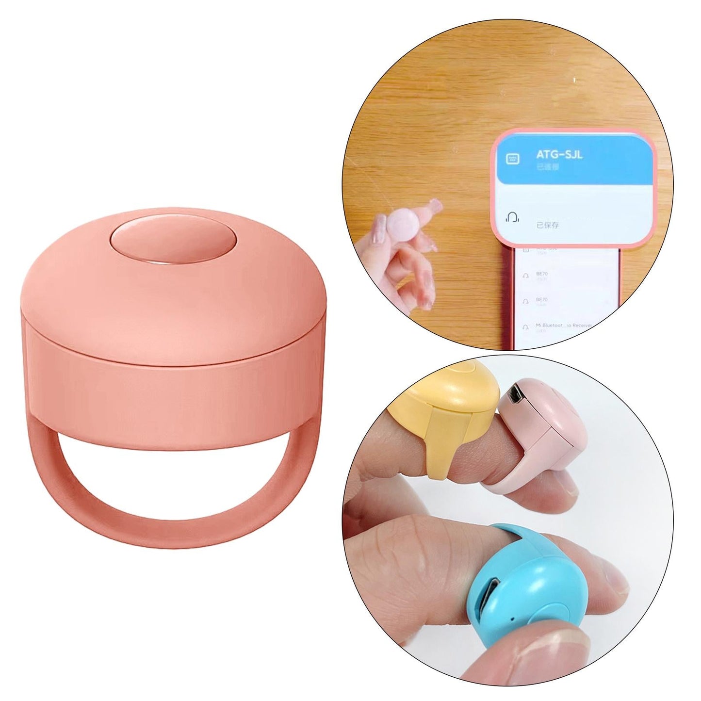 Wireless Bluetooth Fingertip Video Controller Clicker Page Turner Pink
