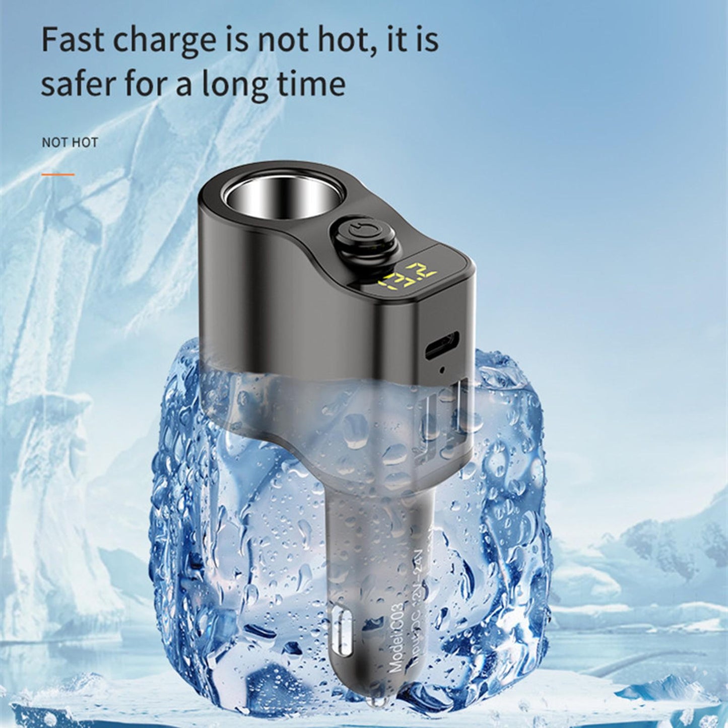 Car Charger Adapter FM Transmitter Cigarette Lighter with Digital Display