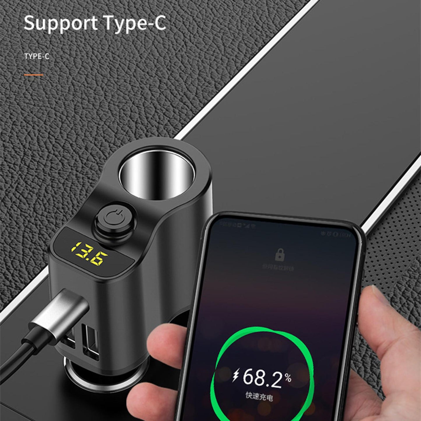 Car Charger Adapter FM Transmitter Cigarette Lighter with Digital Display