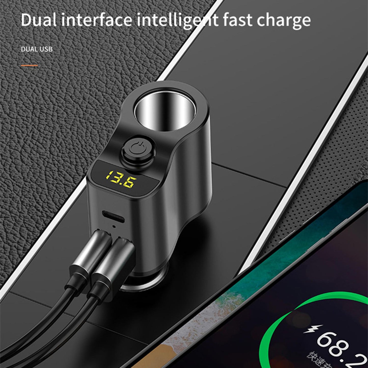 Car Charger Adapter FM Transmitter Cigarette Lighter with Digital Display