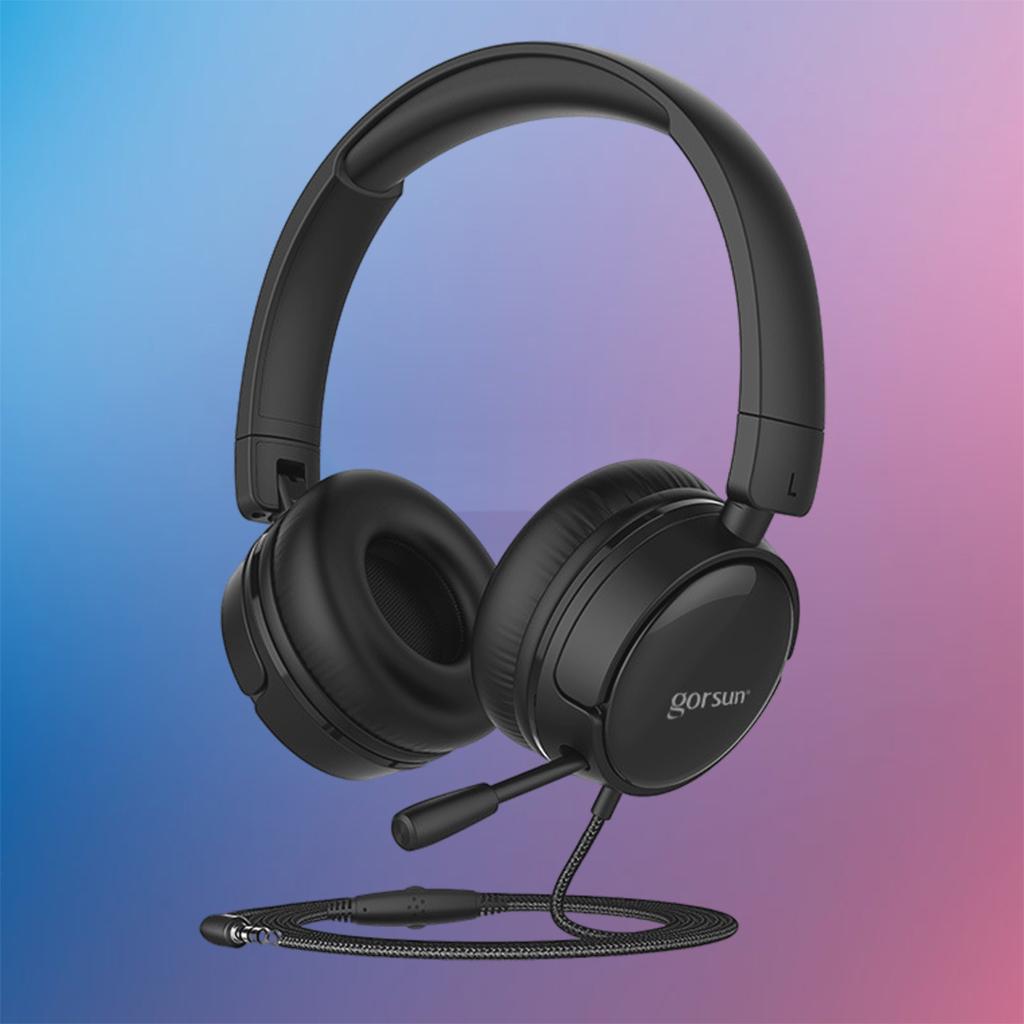 Over-Ear Headset Headphone Adjustable Noise Cancelling Lightweight Black