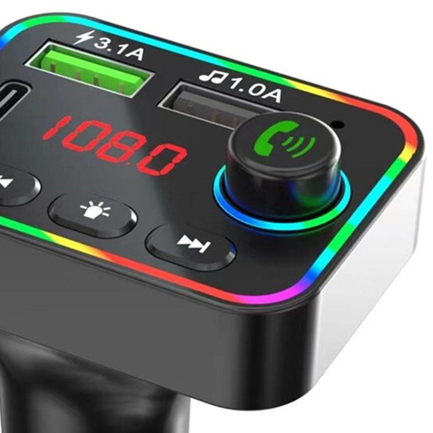 Quick 3.1 Car Charger Adapter FM Transmitter Dual USB Port Digital Display