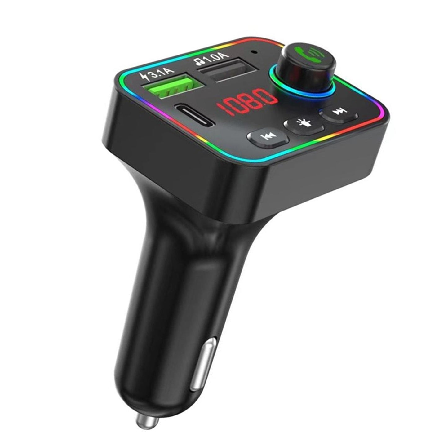 Quick 3.1 Car Charger Adapter FM Transmitter Dual USB Port Digital Display