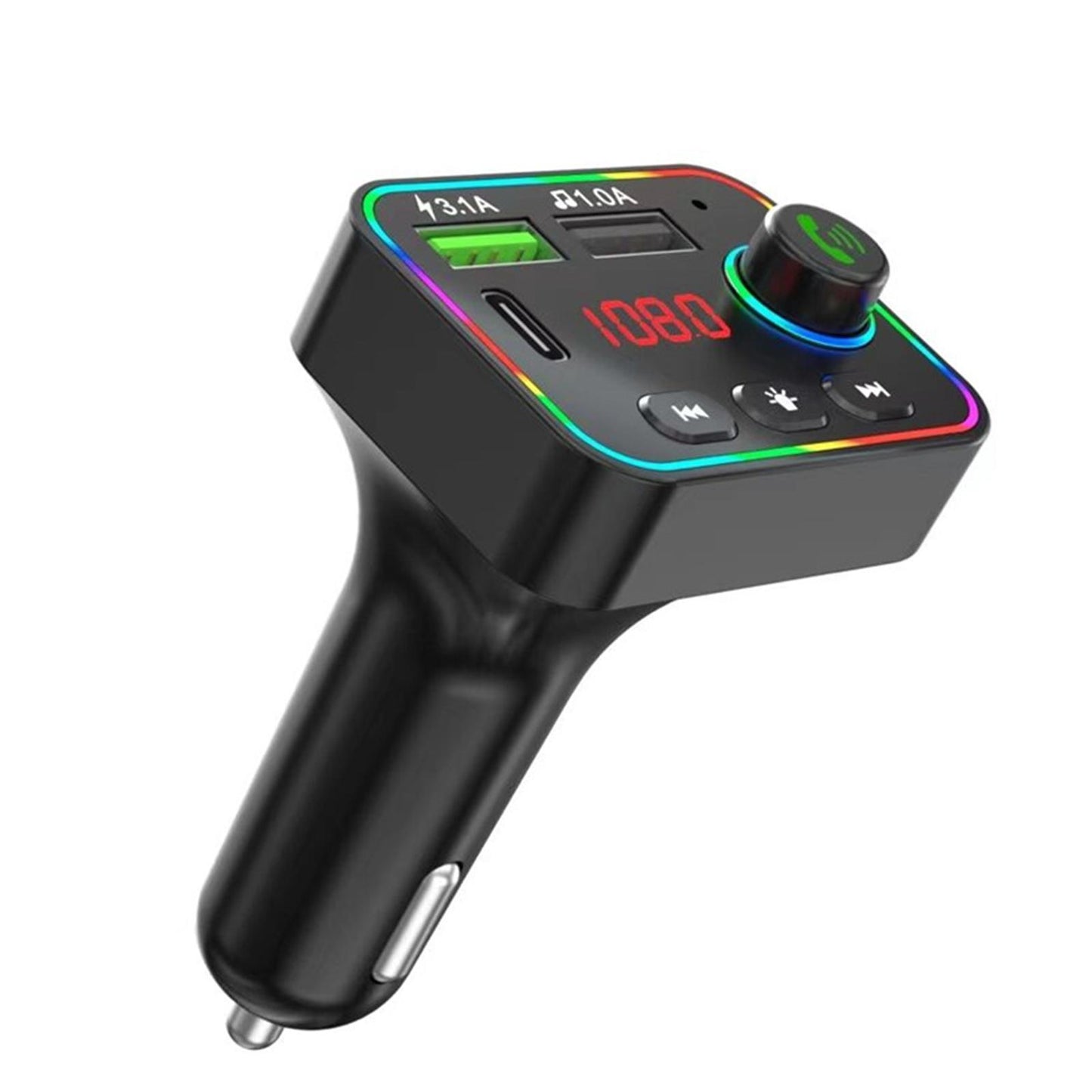 Quick 3.1 Car Charger Adapter FM Transmitter Dual USB Port Digital Display