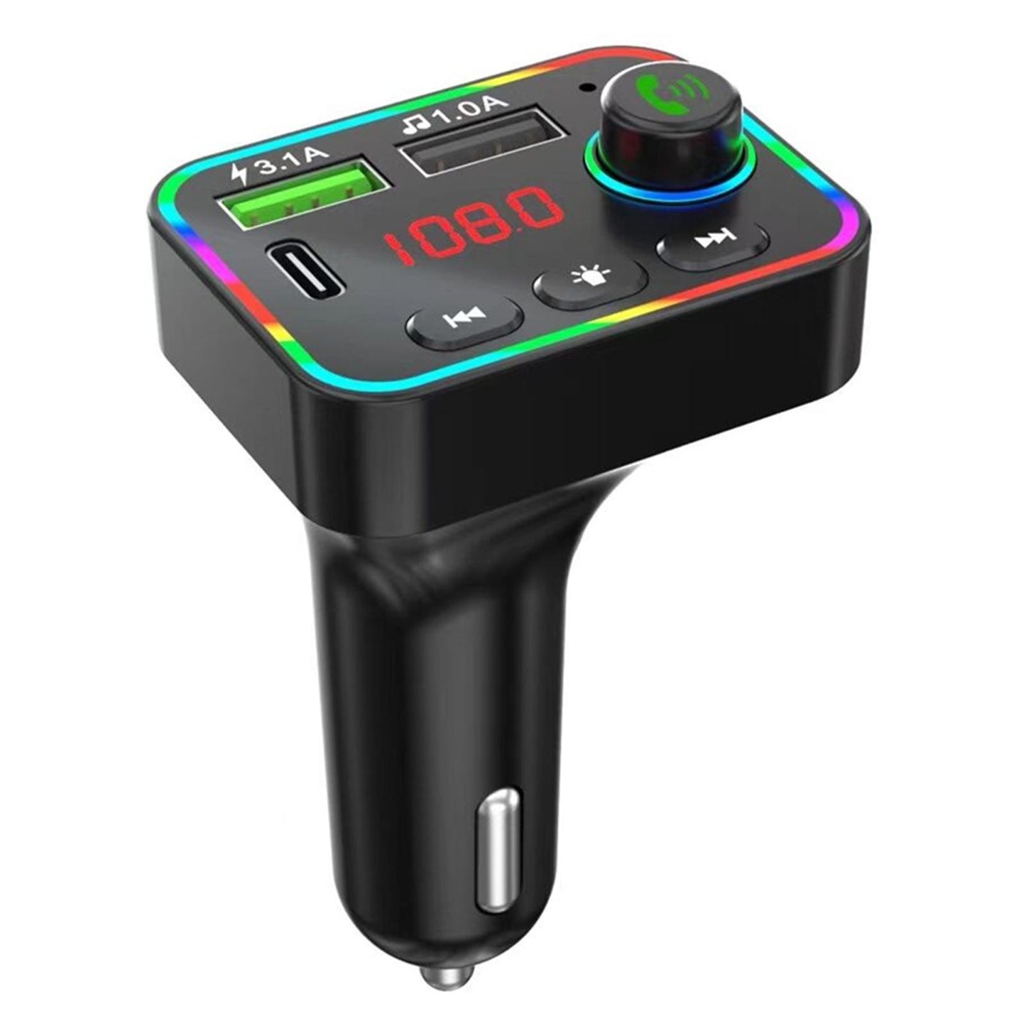 Quick 3.1 Car Charger Adapter FM Transmitter Dual USB Port Digital Display