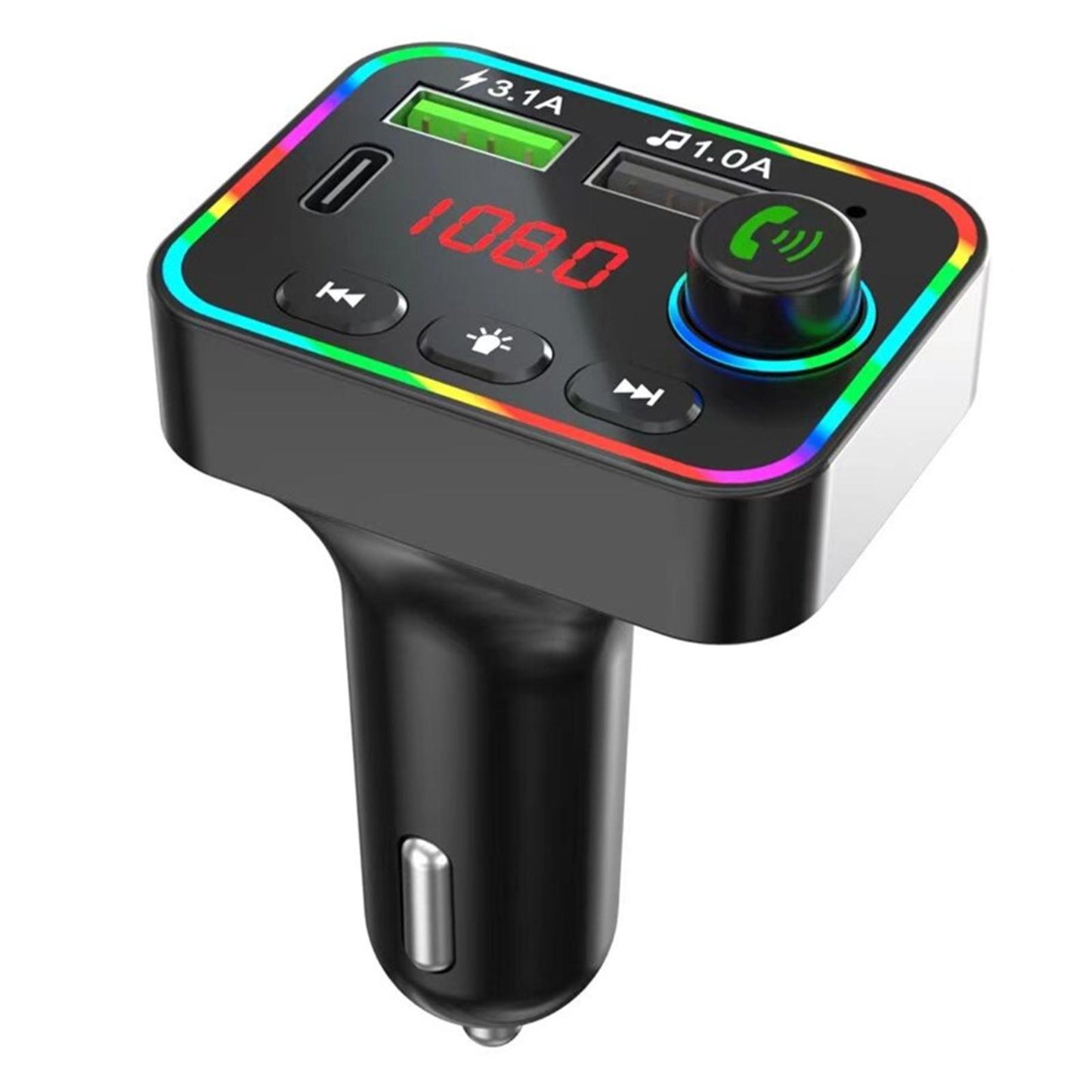 Quick 3.1 Car Charger Adapter FM Transmitter Dual USB Port Digital Display