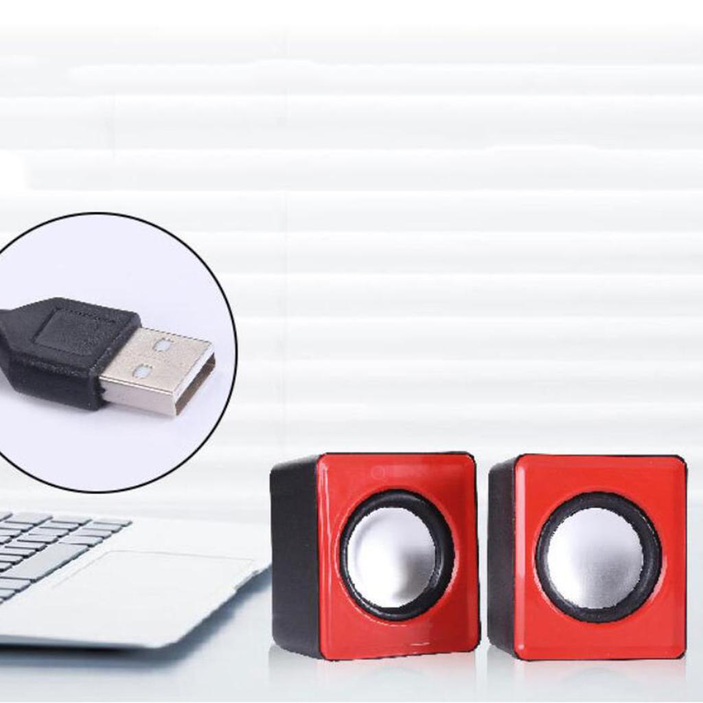 Mini Computer Speakers Stereo2.0 Subwoofer for Home Use Office Tablet Red