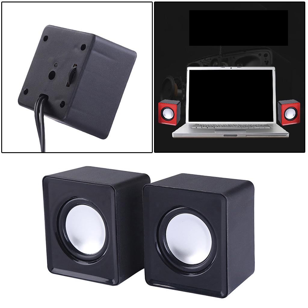 Mini Computer Speakers Stereo2.0 Subwoofer for Home Use Office Tablet Black