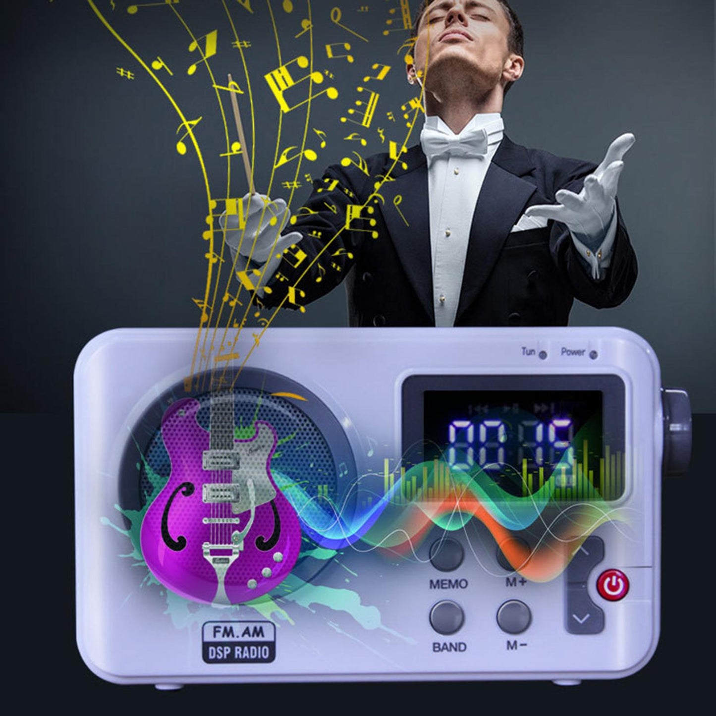 Portable AM LCD Display Big Speaker Earphone Plug for Gift Home Office