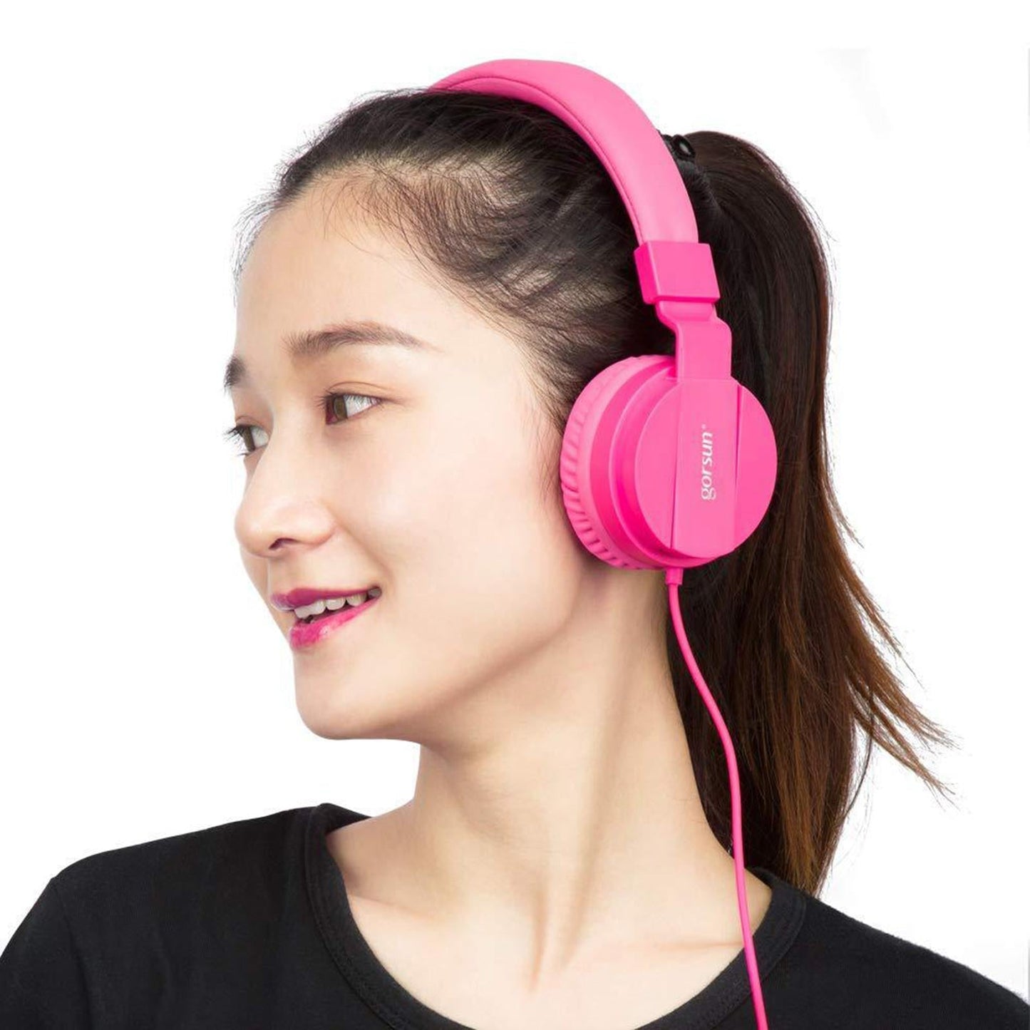 Over-Ear Headphone 3.5mm Foldable for Recording Cellphone Office Comfortable Red