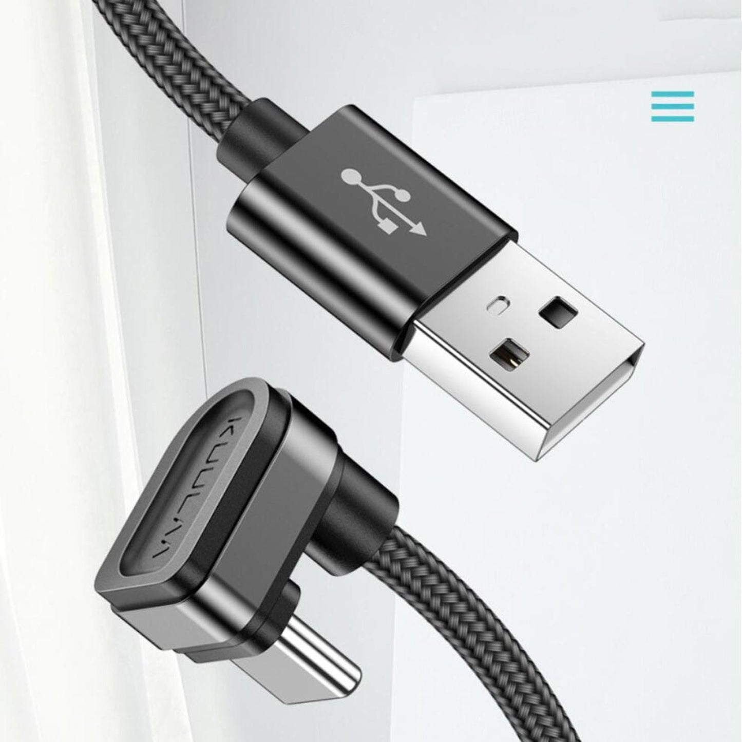 USB C Cable U-Shaped Fast Charger Flexible for Most Type C Devices Black 2M