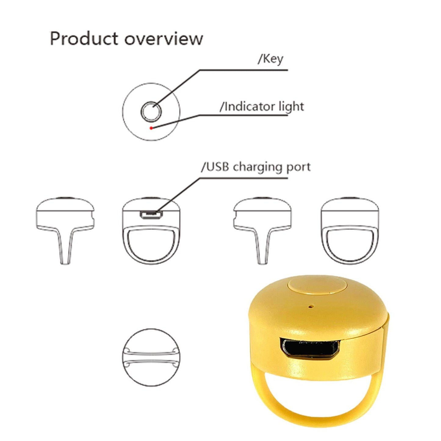 Bluetooth Give a Like Page Turner Remote Operation 10M for Smartphone yellow