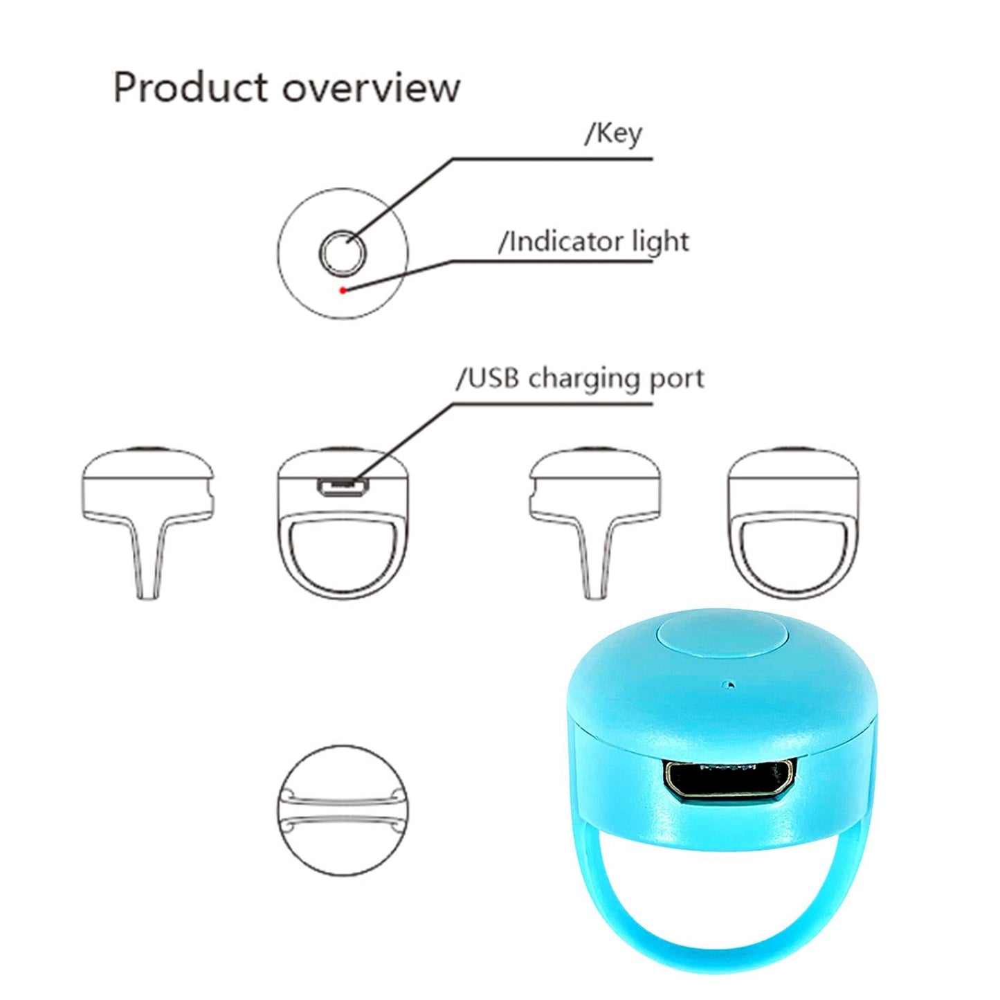 Bluetooth Give a Like Page Turner Remote Operation 10M for Smartphone blue