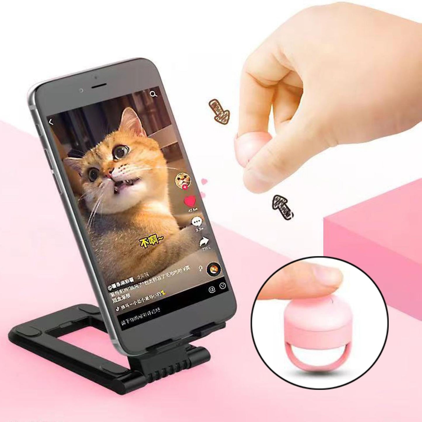 Bluetooth Give a Like Page Turner Remote Operation 10M for Smartphone pink