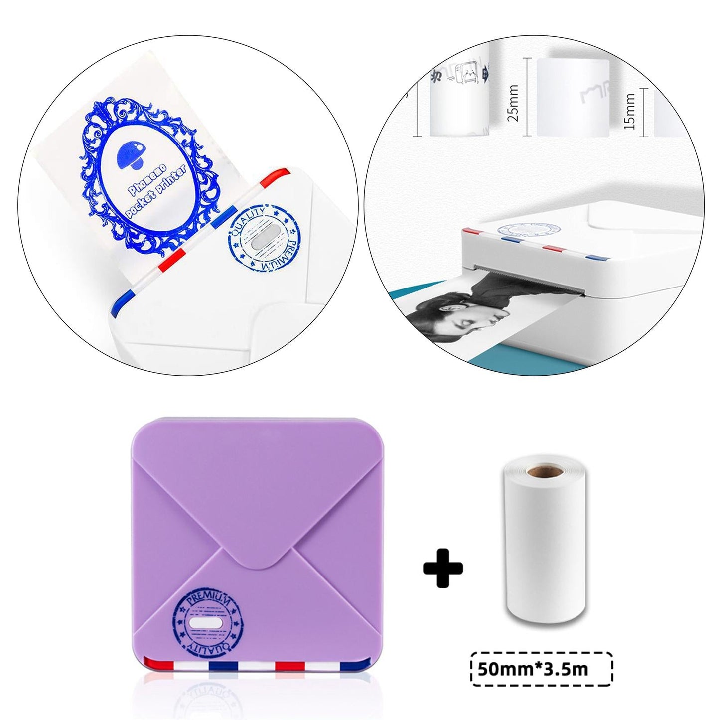 Photo Printer Portable Thermal Printer Smartphone for Study List Pink