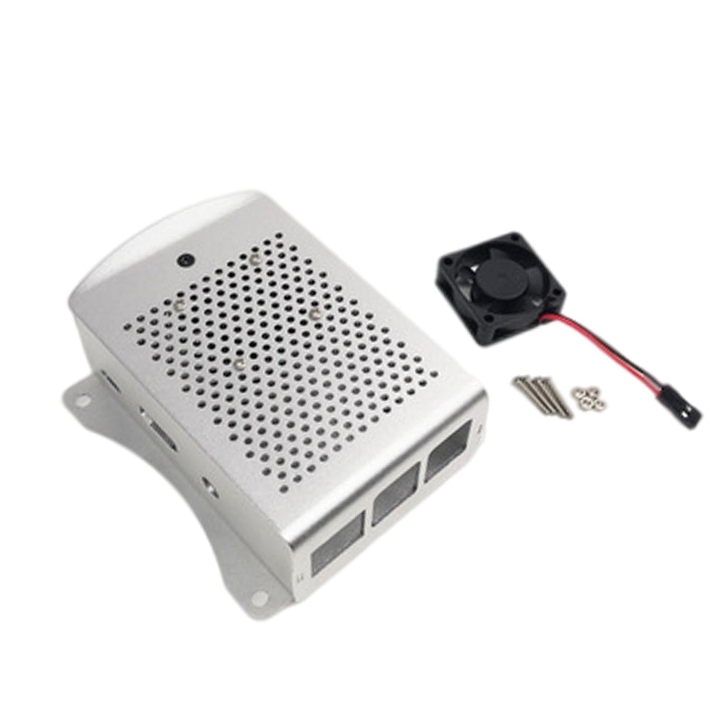Computer Case Protective Shell for Raspberry Pi4 Lightweight Silver with fan