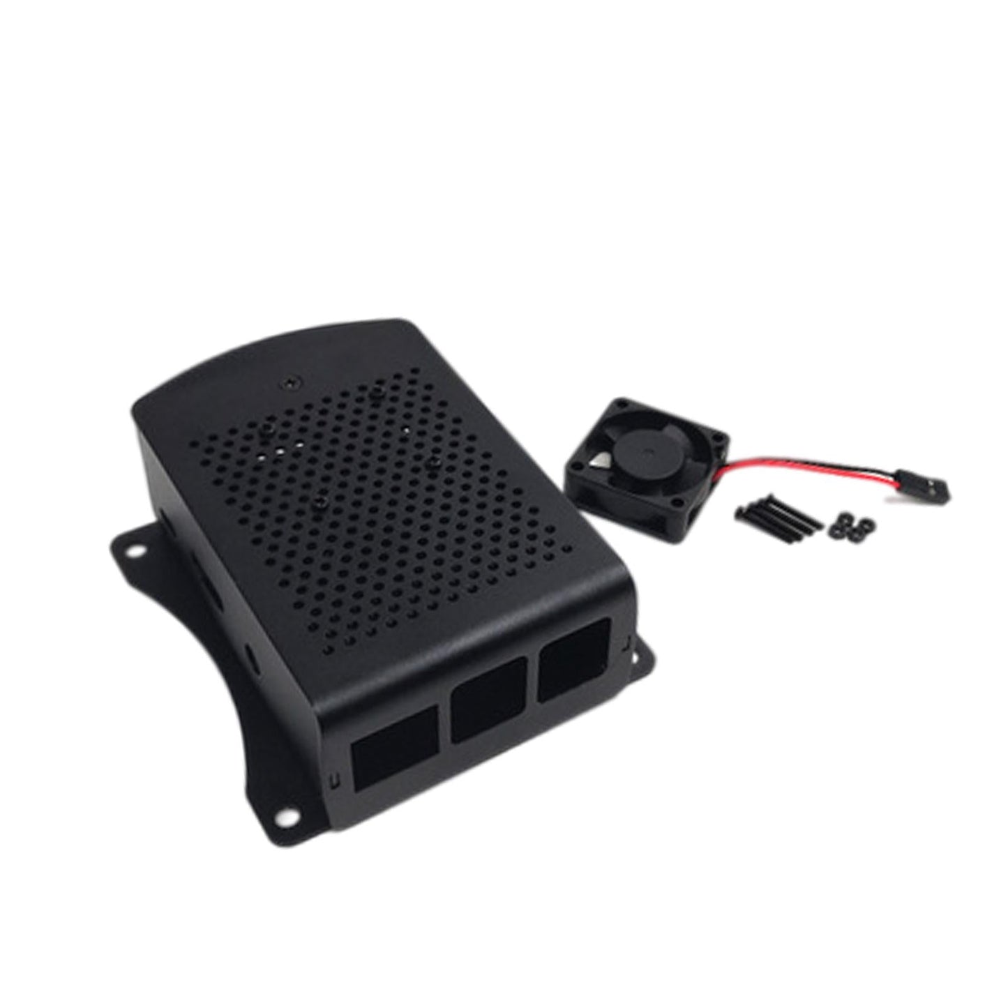 Computer Case Protective Shell for Raspberry Pi4 Lightweight Black with fan