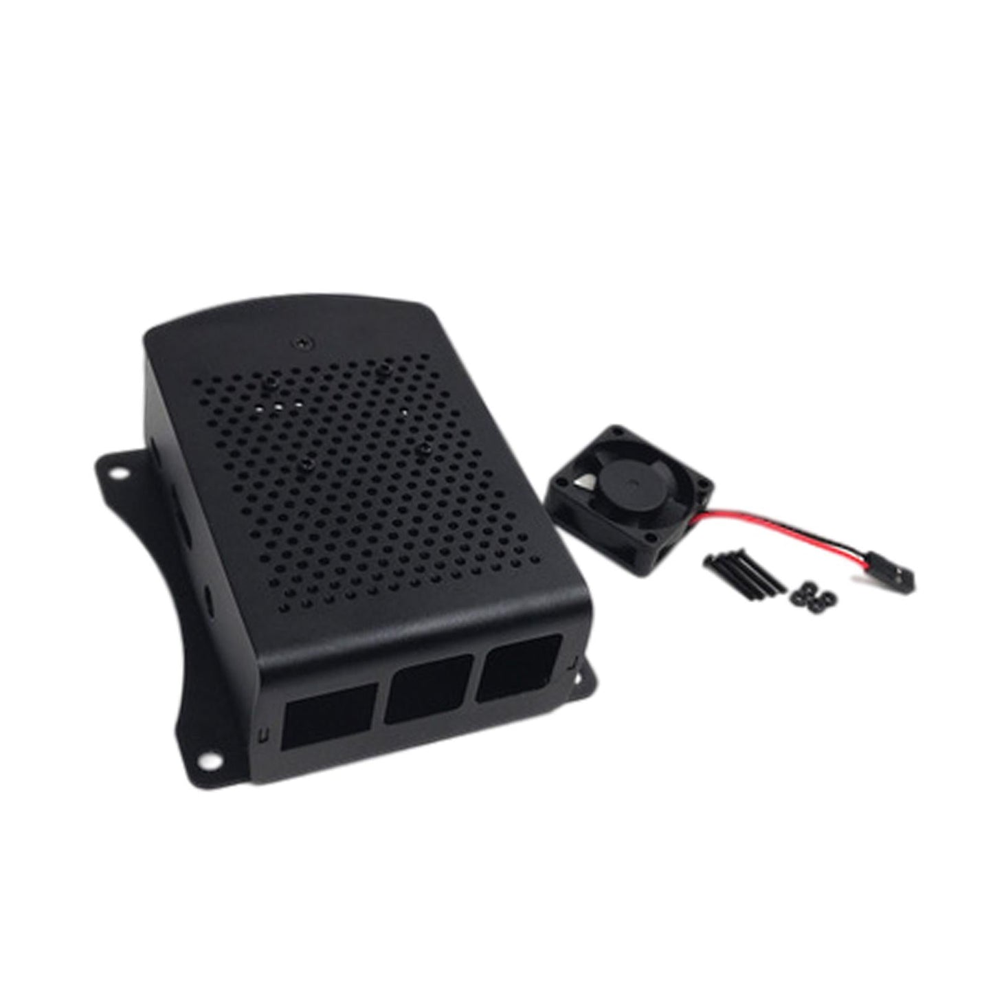 Computer Case Protective Shell for Raspberry Pi4 Lightweight Black with fan