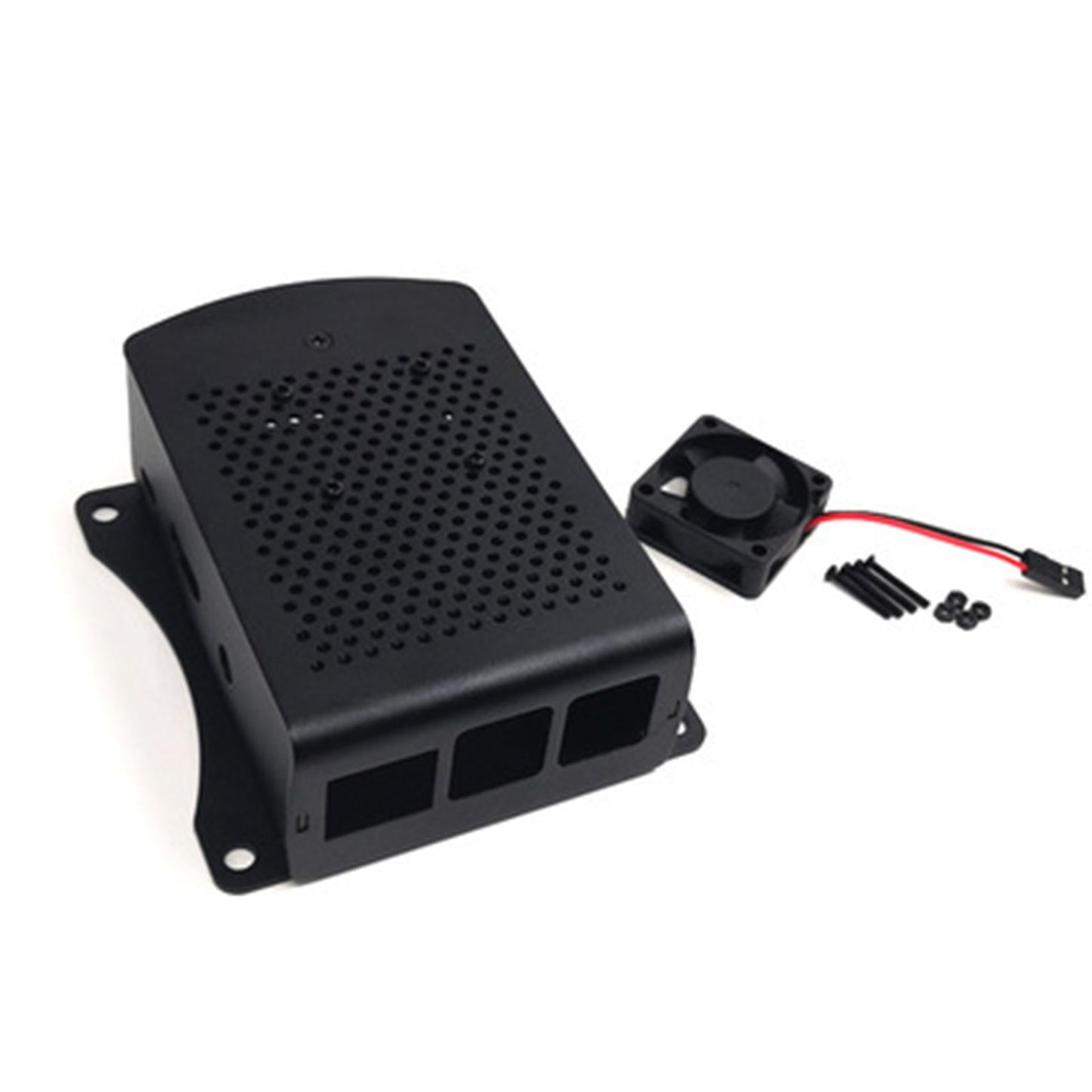 Computer Case Protective Shell for Raspberry Pi4 Lightweight Black with fan