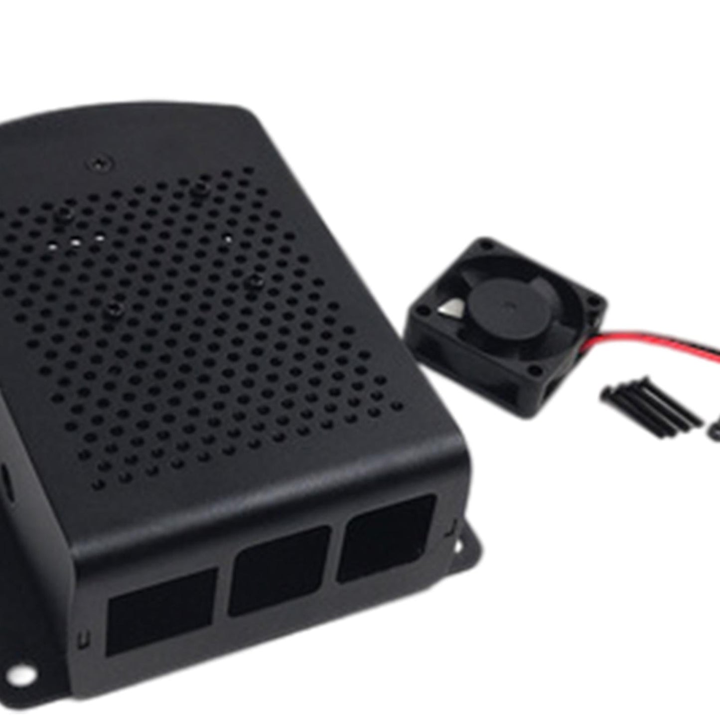 Computer Case Protective Shell for Raspberry Pi4 Lightweight Black with fan