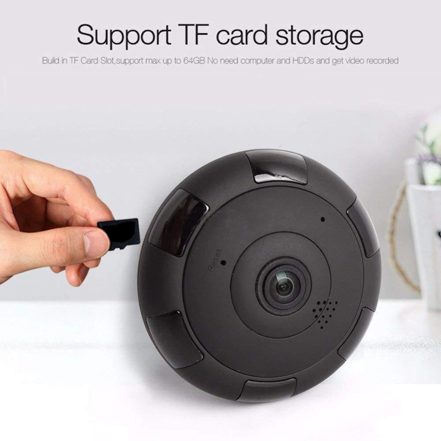 Panoramic Wireless IP Camera Support SD Card 1080P HD for Elder Baby EU Plug