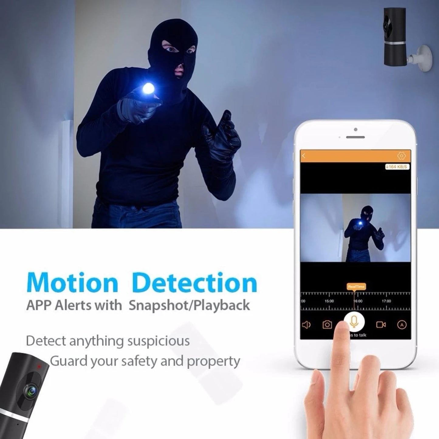 Panoramic Wireless IP Camera Support SD Card 1080P HD for Elder Baby EU Plug