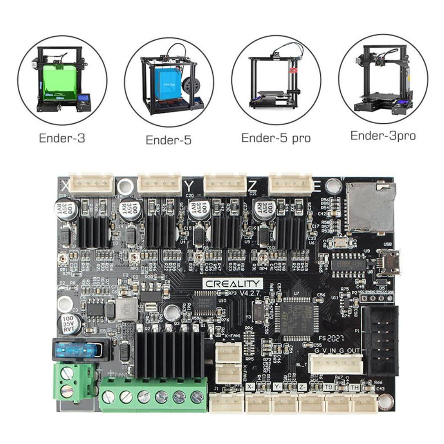 Motherboard V4.2.7 + Auto Bed Leveling Sensor Kit for Ender 3 Accessories White