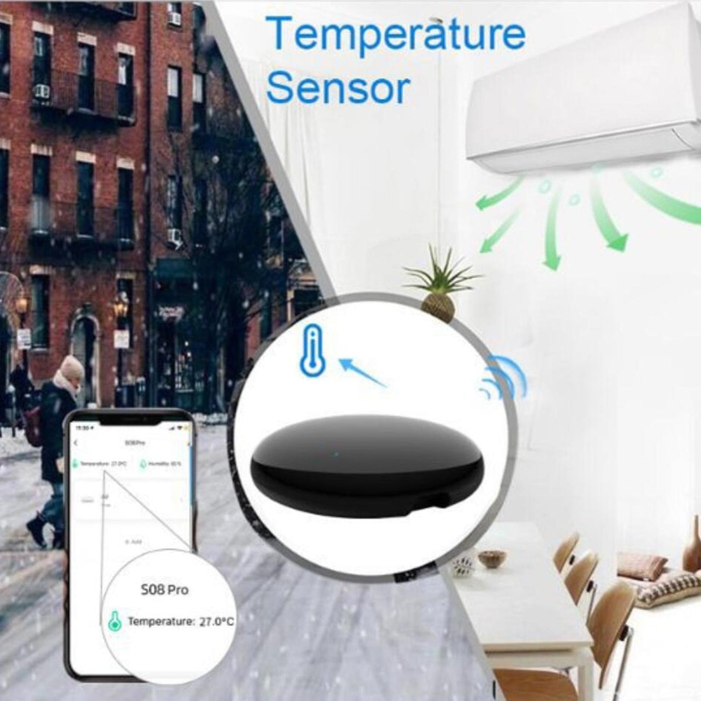 Plastic Round WiFi Smart Wireless IR Remote IR 38KHz for Air Conditioner DVD