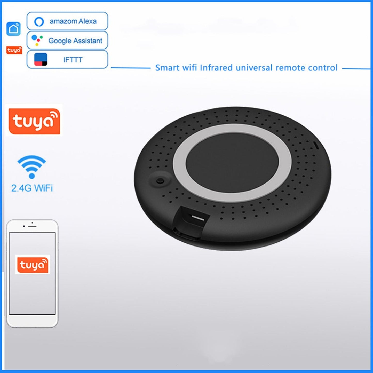 Plastic Round WiFi Smart Wireless IR Remote IR 38KHz for Air Conditioner DVD