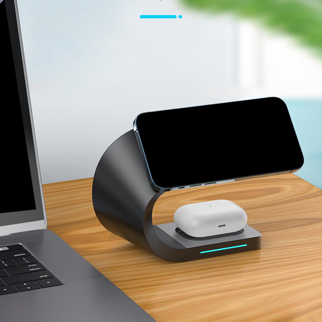 4 IN 1 Wireless Charger Dock Stand For iPhone 12 11 Pro XS MAX XR X 8 Black