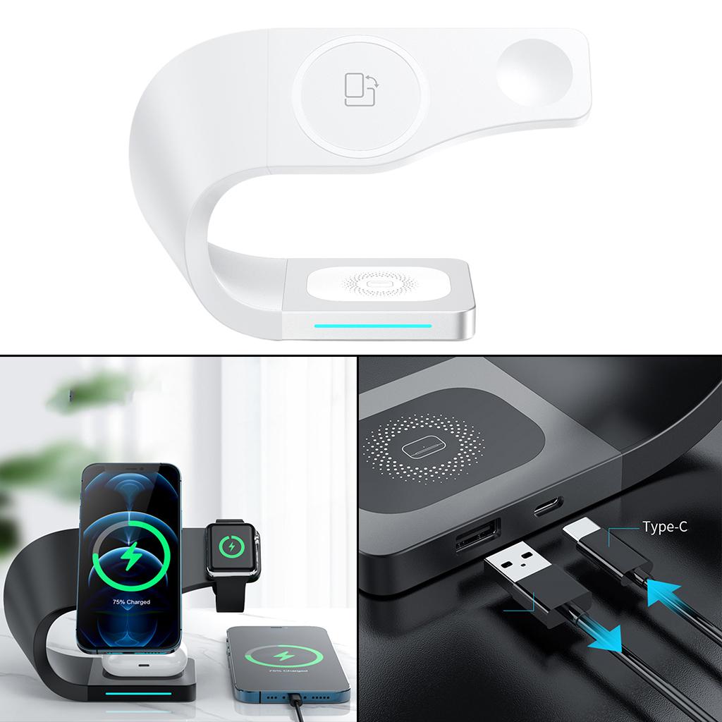 4 IN 1 Wireless Charger Dock Stand For iPhone 12 11 Pro XS MAX XR X 8 White