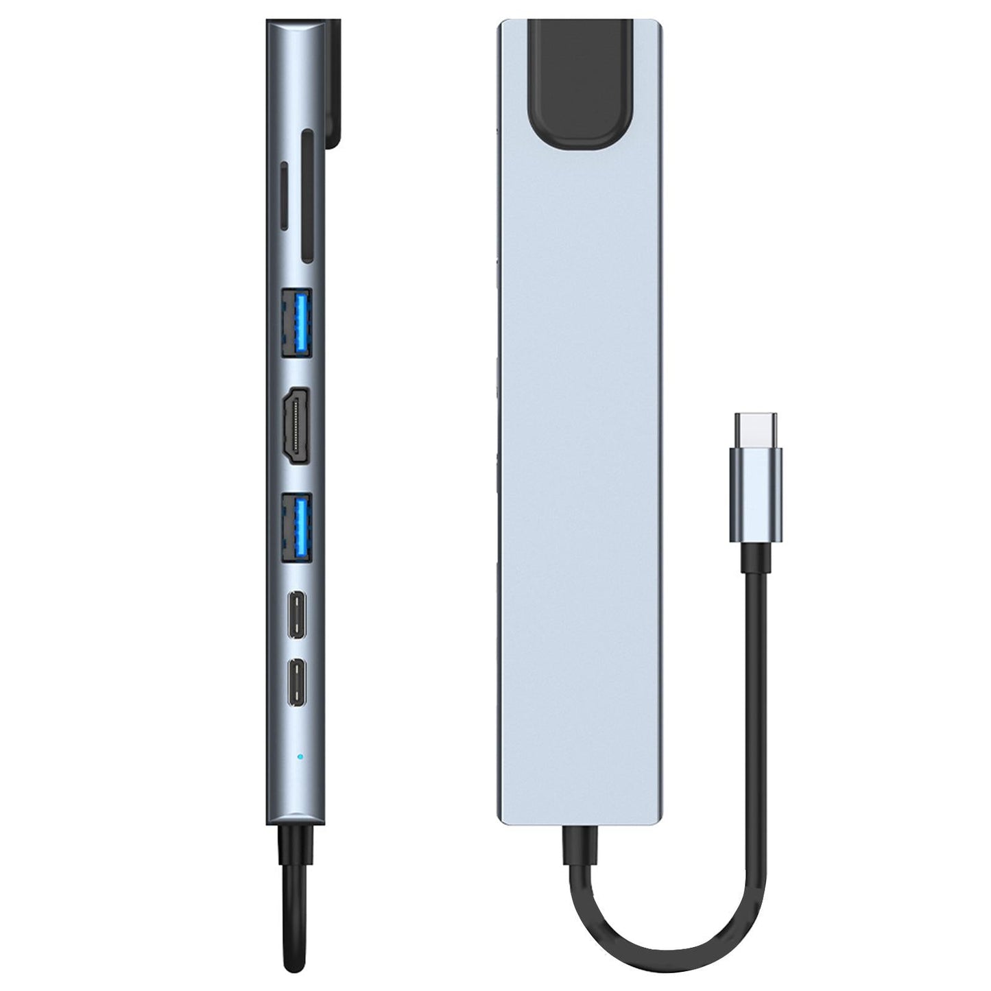 8 in 1 USB C Hub Multiports Adapter 2 USB 3.0 Port for PC Laptop Type C