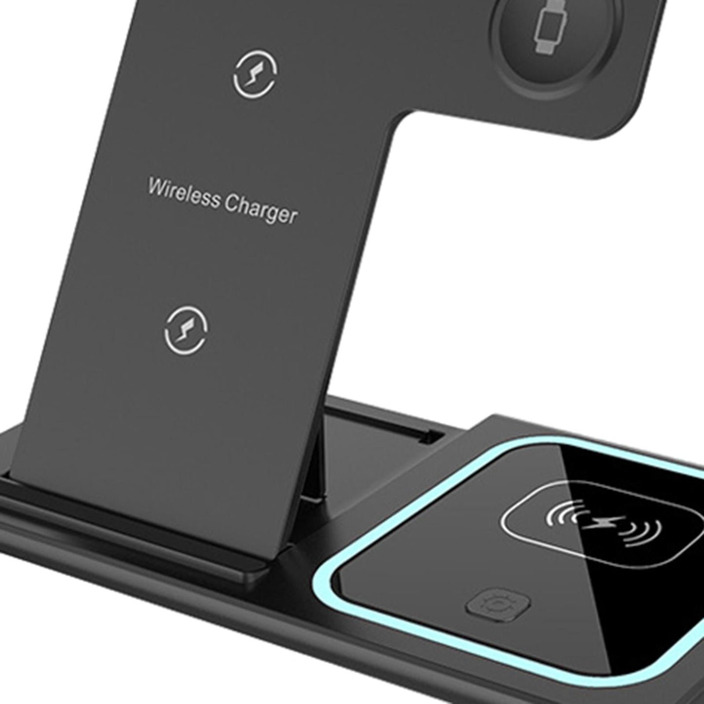 3in1 Qi Wireless Fast Charger Dock Stand For iwatch Smartphone Earbuds Black