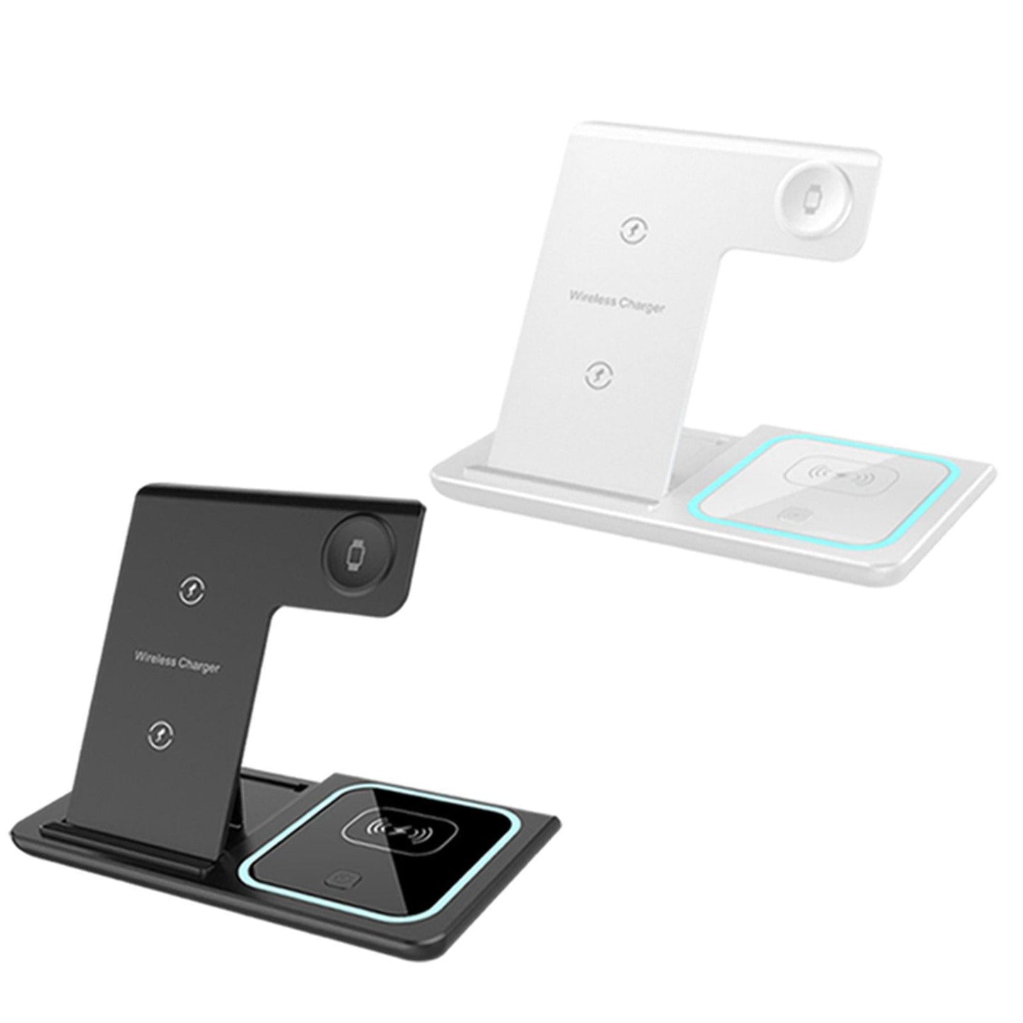 3in1 Qi Wireless Fast Charger Dock Stand For iwatch Smartphone Earbuds Black