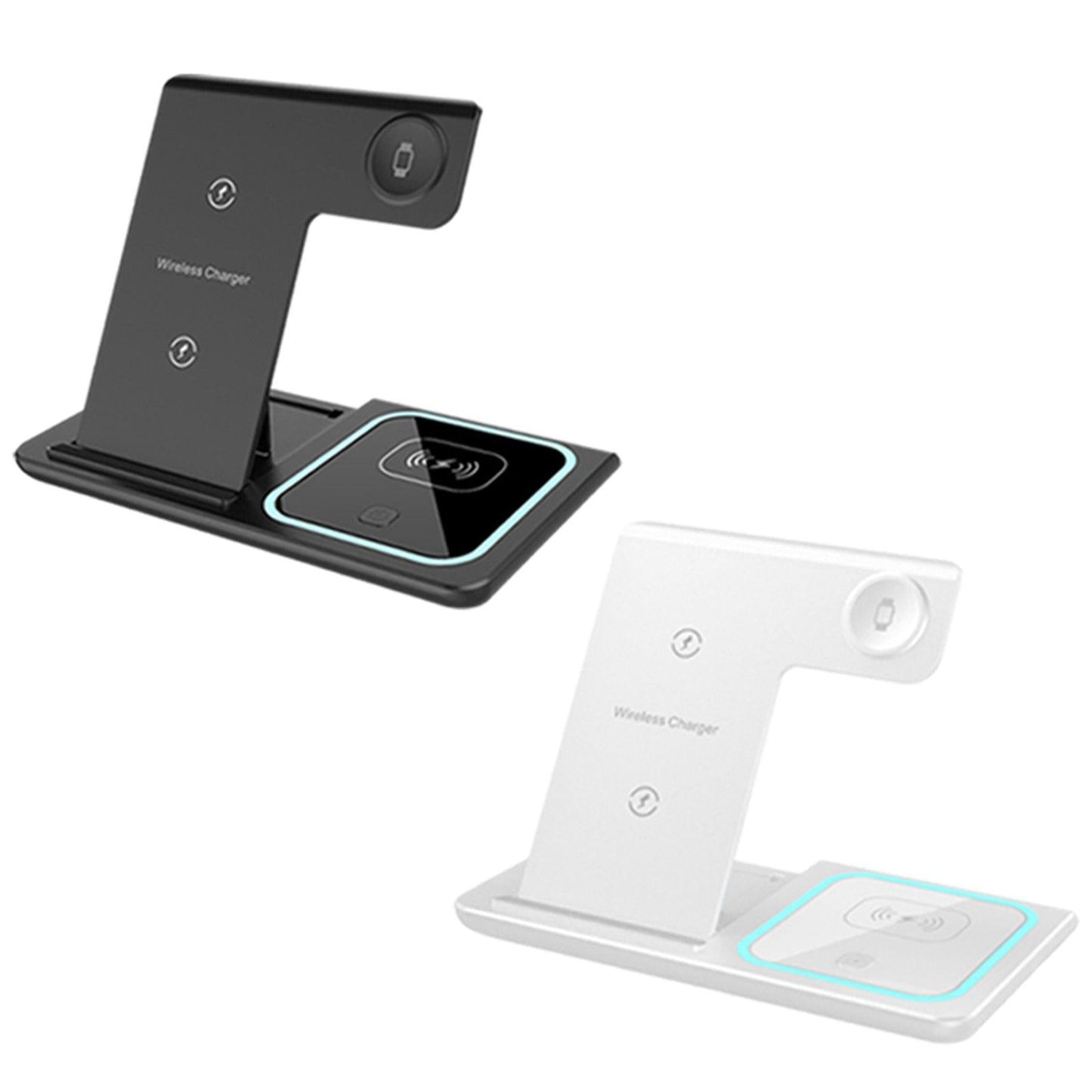 3in1 Qi Wireless Fast Charger Dock Stand For iwatch Smartphone Earbuds Black