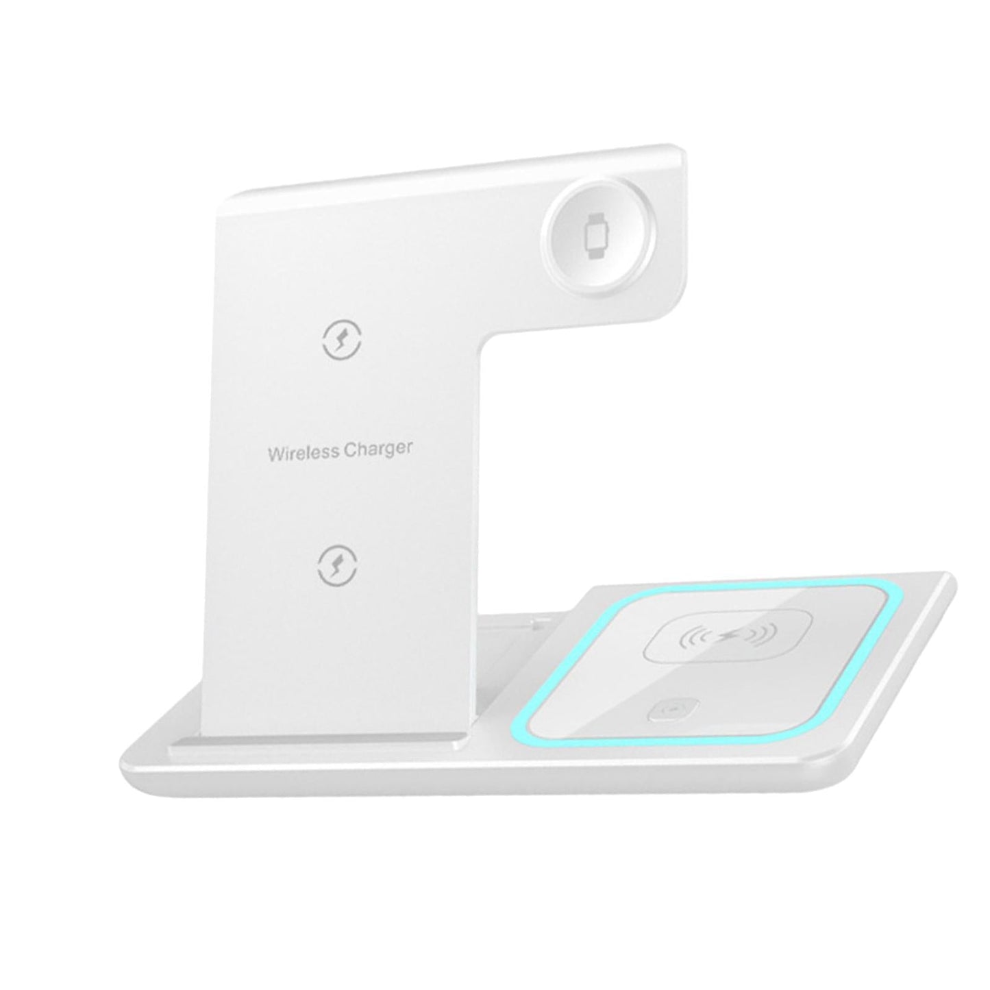3in1 Qi Wireless Fast Charger Dock Stand For iwatch Smartphone Earbuds White