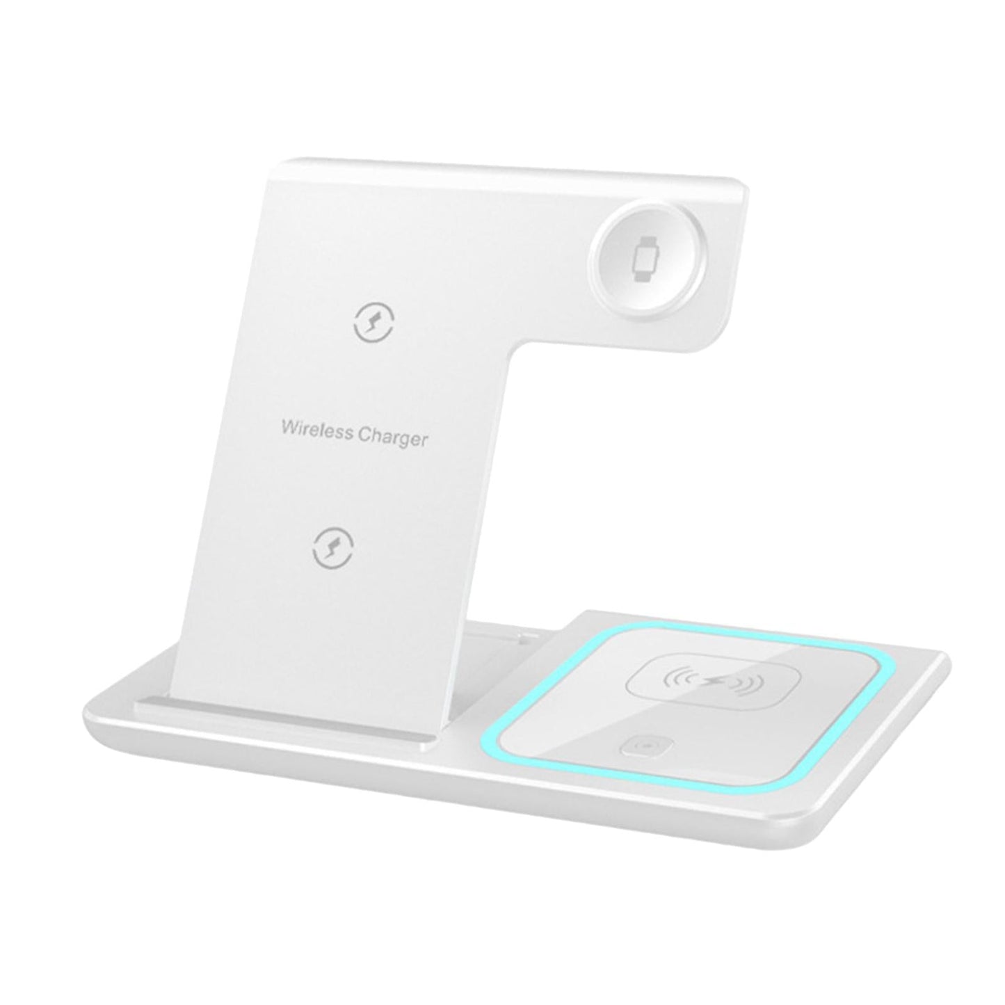 3in1 Qi Wireless Fast Charger Dock Stand For iwatch Smartphone Earbuds White