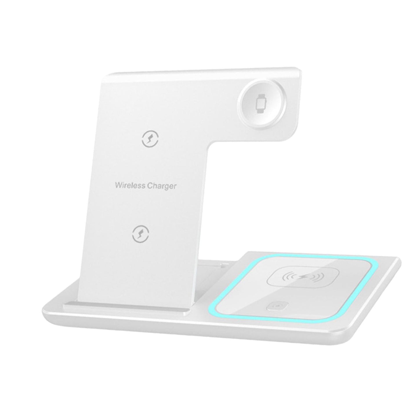 3in1 Qi Wireless Fast Charger Dock Stand For iwatch Smartphone Earbuds White