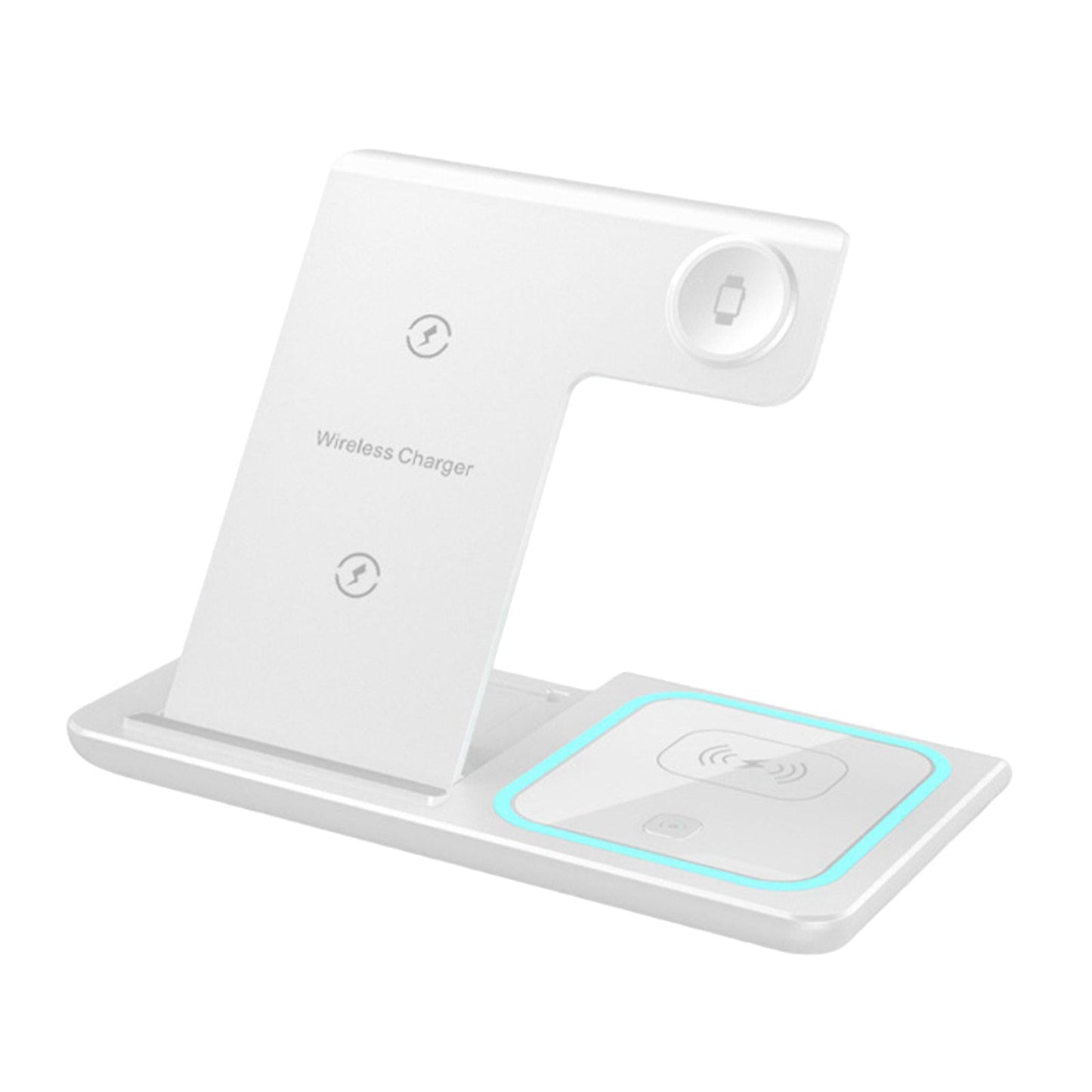 3in1 Qi Wireless Fast Charger Dock Stand For iwatch Smartphone Earbuds White