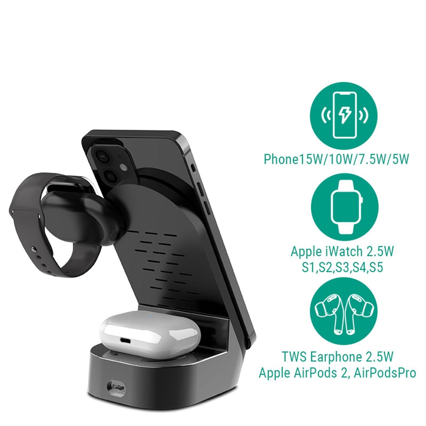 3 IN 1 Wireless Charger Charging Dock Stand For iWatch for iPhone