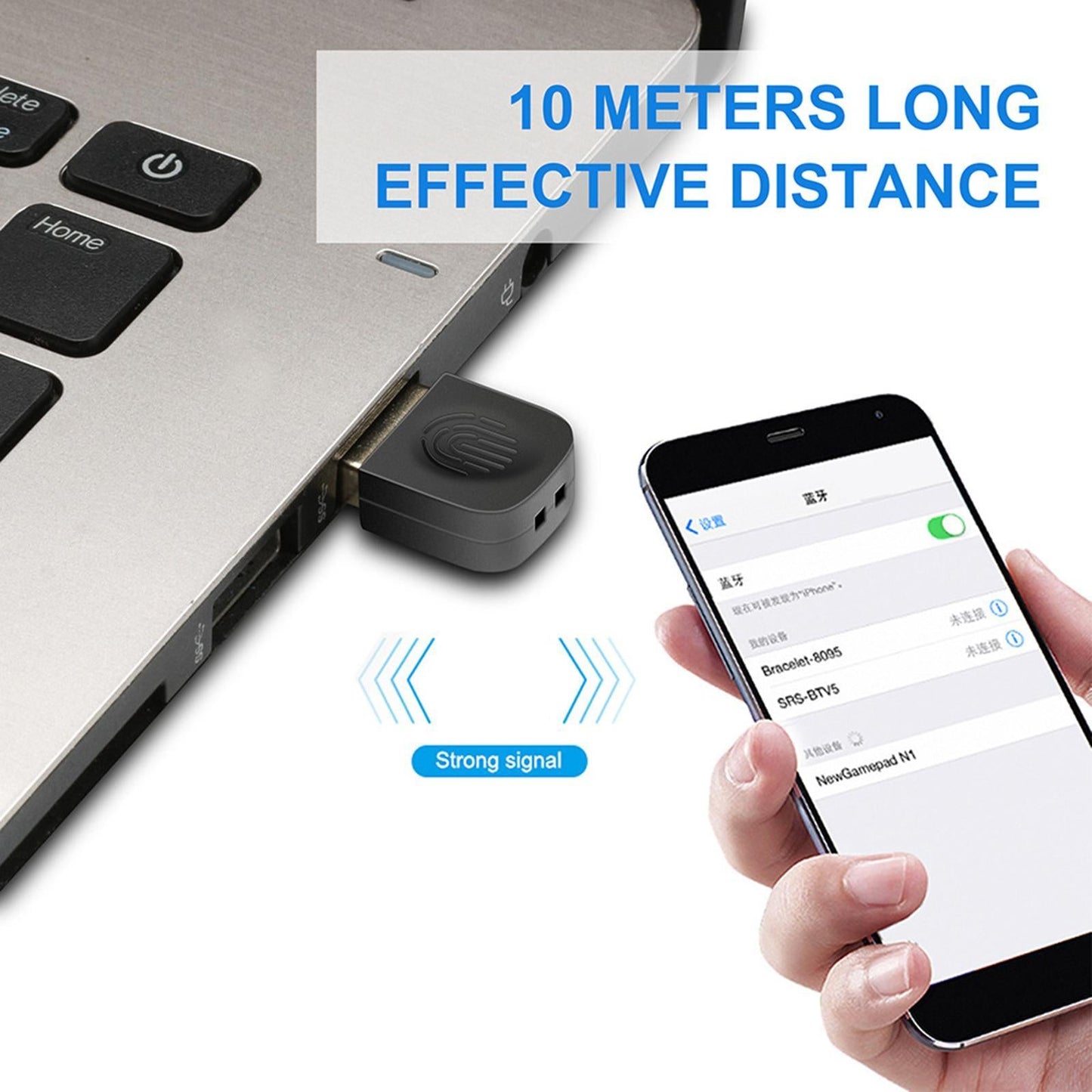 Portable USB Bluetooth 5.0 Adapter Dongle Wireless for Headphones Black